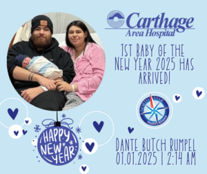 Image of family with new born baby at Carthage Area Hospital.