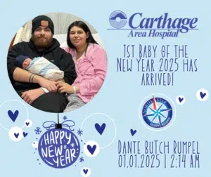 Image of family with new born baby at Carthage Area Hospital.